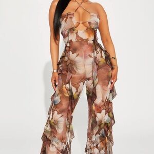 Going Out For Fun Jumpsuit - Brown/combo